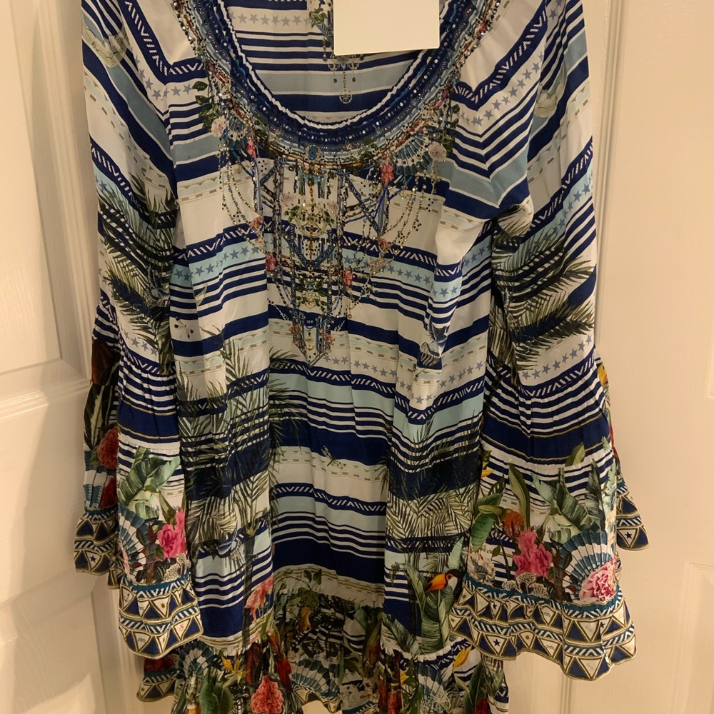 Camilla tunic or dress size Medium Beaded Metallic